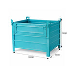 GROVIA Heavy-Duty Steel Storage Container Half-Door Stackable Forklift Compatible 100cm for Warehouse Factory Logistics - Blue