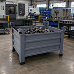 GROVIA Industrial Steel Storage Cage Reinforced Frame High Load Capacity Stackable Design 80cm for Warehouse Manufacturing - Grey