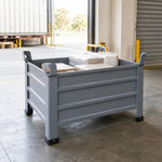 GROVIA Industrial Steel Storage Cage Reinforced Frame High Load Capacity Stackable Design 80cm for Warehouse Manufacturing - Grey