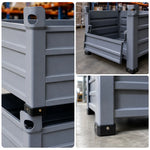 GROVIA Industrial Steel Storage Cage Reinforced Frame High Load Capacity Stackable Design 80cm for Warehouse Manufacturing - Grey