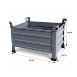 GROVIA Industrial Steel Storage Cage Reinforced Frame High Load Capacity Stackable Design 80cm for Warehouse Manufacturing - Grey