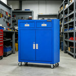 GROVIA Heavy Duty Tool Cabinet with Drawers and Castors 800x400x1000mm Workshop Storage - Blue