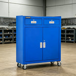 GROVIA Heavy Duty Tool Cabinet with Drawers and Castors 800x400x1000mm Workshop Storage - Blue