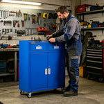 GROVIA Heavy Duty Tool Cabinet with Drawers and Castors 800x400x1000mm Workshop Storage - Blue