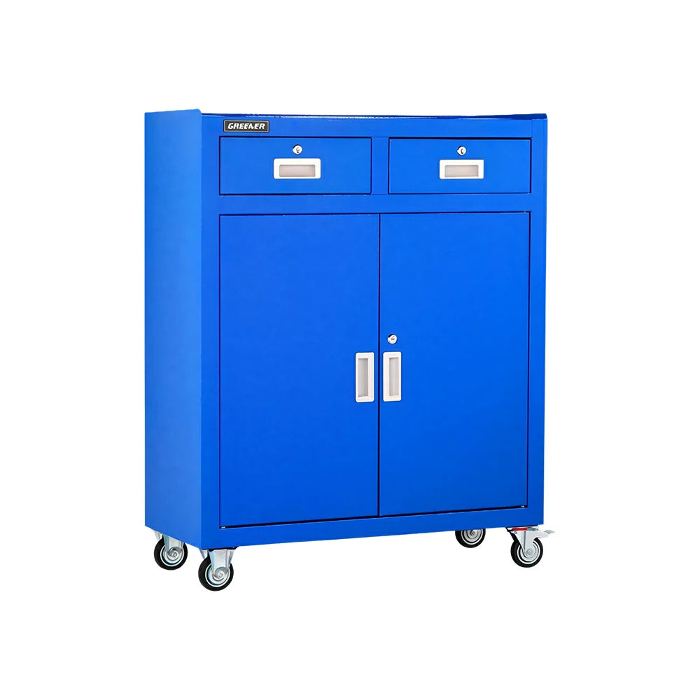 GROVIA Heavy Duty Tool Cabinet with Drawers and Castors 800x400x1000mm Workshop Storage - Blue