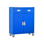 GROVIA Heavy Duty Tool Cabinet with Drawers and Castors 800x400x1000mm Workshop Storage - Blue