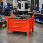 GROVIA Industrial Steel Storage Cage Reinforced Frame High Load Capacity Stackable Design 80cm for Warehouse Manufacturing - Orange