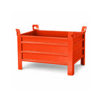 GROVIA Industrial Steel Storage Cage Reinforced Frame High Load Capacity Stackable Design 80cm for Warehouse Manufacturing - Orange