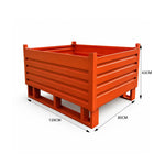 GROVIA Industrial Steel Storage Cage Reinforced Frame High Load Capacity Stackable Design 120cm for Warehouse Manufacturing - Orange