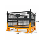GROVIA Industrial Steel Storage Cage Reinforced Frame High Load Capacity Stackable Design 120cm for Warehouse Manufacturing - Black&Orange
