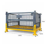 GROVIA Industrial Steel Storage Cage Reinforced Frame High Load Capacity Stackable Design 120cm for Warehouse Manufacturing - Grey&Yellow