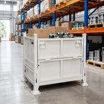 GROVIA Industrial Steel Storage Cage Reinforced Frame High Load Capacity Stackable Design 80cm for Warehouse Manufacturing - White