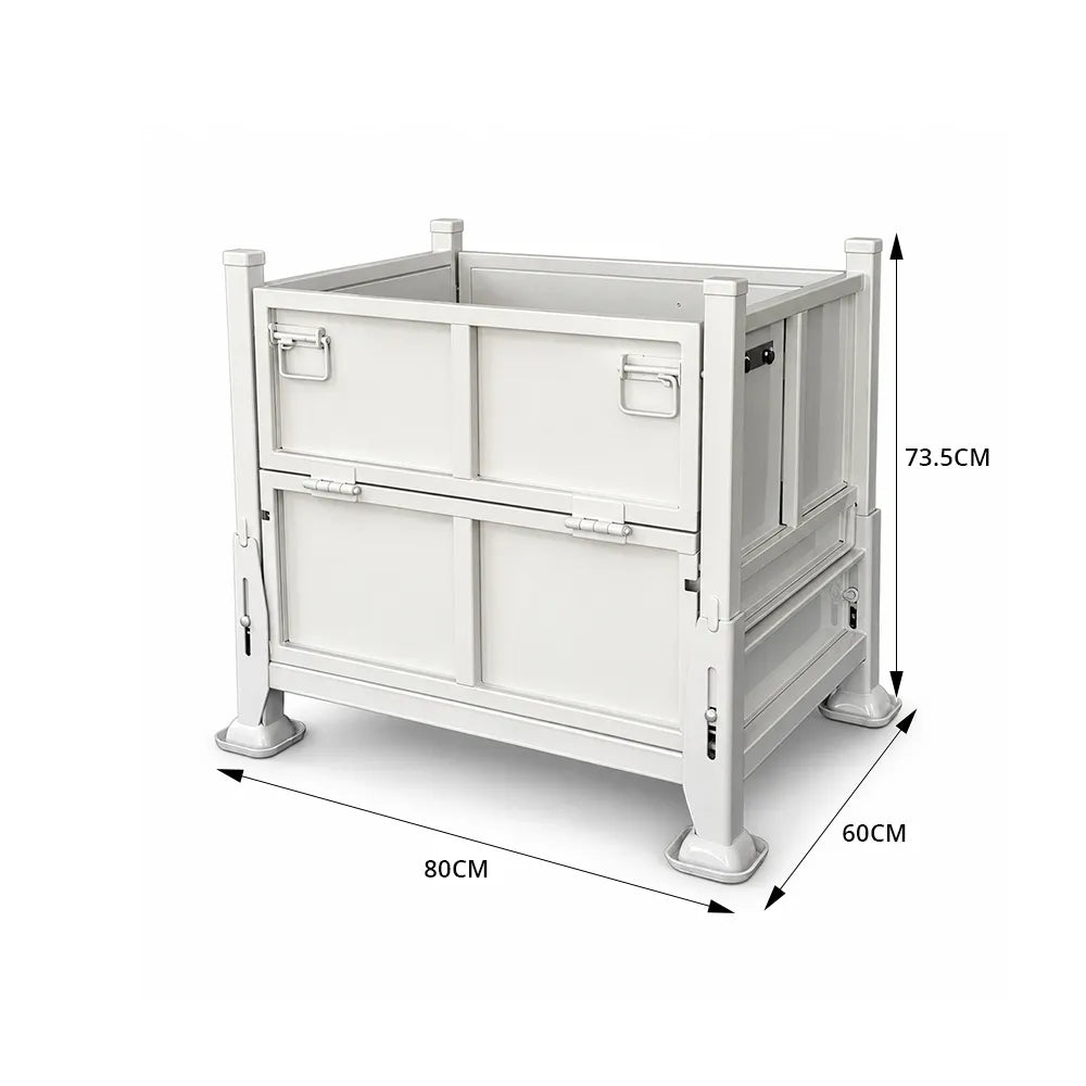 GROVIA Industrial Steel Storage Cage Reinforced Frame High Load Capacity Stackable Design 80cm for Warehouse Manufacturing - White