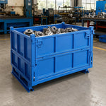 GROVIA Industrial Steel Storage Cage Reinforced Frame High Load Capacity Stackable Design 100cm for Warehouse Manufacturing - Blue