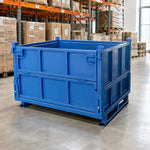 GROVIA Industrial Steel Storage Cage Reinforced Frame High Load Capacity Stackable Design 100cm for Warehouse Manufacturing - Blue