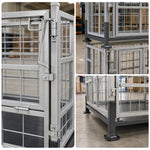 GROVIA Industrial Steel Storage Cage Reinforced Frame High Load Capacity Stackable Design 146cm for Warehouse Manufacturing - Black&White