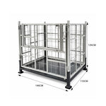 GROVIA Industrial Steel Storage Cage Reinforced Frame High Load Capacity Stackable Design 146cm for Warehouse Manufacturing - Black&White