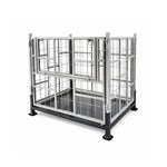 GROVIA Industrial Steel Storage Cage Reinforced Frame High Load Capacity Stackable Design 146cm for Warehouse Manufacturing - Black&White