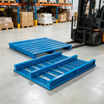 GROVIA Heavy-Duty Steel Pallet Reinforced Frame Forklift Compatible 100/120cm for Warehouse Factory Logistics Storage - Blue