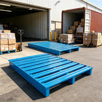 GROVIA Heavy-Duty Steel Pallet Reinforced Frame Forklift Compatible 100/120cm for Warehouse Factory Logistics Storage - Blue