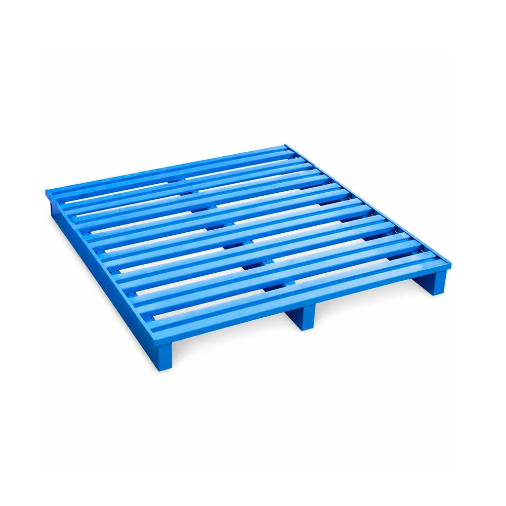 GROVIA Heavy-Duty Steel Pallet Reinforced Frame Forklift Compatible 100/120cm for Warehouse Factory Logistics Storage - Blue