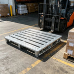 GROVIA Heavy-Duty Steel Pallet Reinforced Frame Forklift Compatible 100/120cm for Warehouse Factory Logistics Storage - Silver