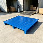 GROVIA Industrial Steel Pallet Precision Welded Stackable Design 100/120cm for Warehouse Manufacturing Material Handling - Blue