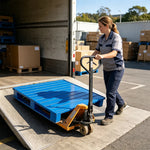GROVIA Industrial Steel Pallet Precision Welded Stackable Design 100/120cm for Warehouse Manufacturing Material Handling - Blue