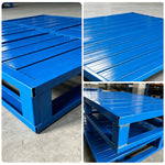 GROVIA Industrial Steel Pallet Precision Welded Stackable Design 100/120cm for Warehouse Manufacturing Material Handling - Blue