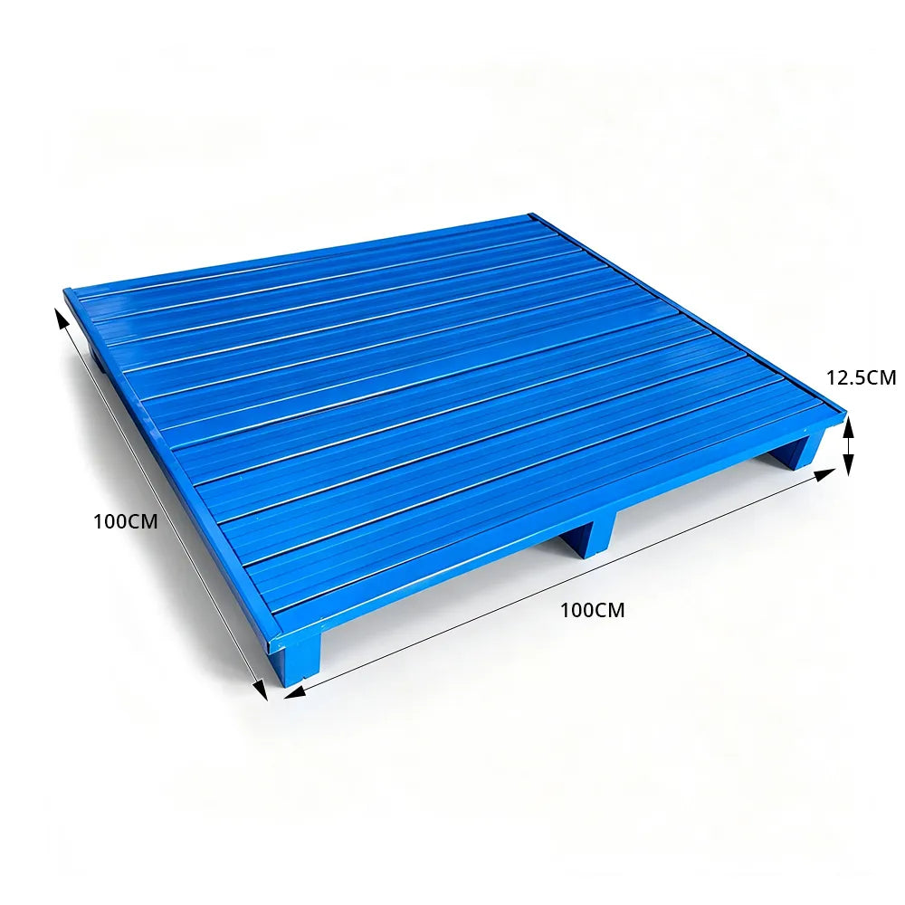 GROVIA Industrial Steel Pallet Precision Welded Stackable Design 100/120cm for Warehouse Manufacturing Material Handling - Blue