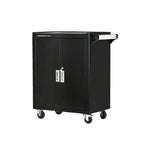 GROVIA Heavy Duty Tool Cabinet Double Door Lockable with Brake Castors 630x400x810mm Workshop Storage - Black