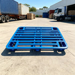 GROVIA Heavy-Duty Steel Pallet Rounded Nine-Leg Design Reinforced Frame Forklift Compatible for Warehouse Factory Logistics
