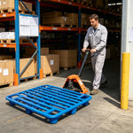 GROVIA Heavy-Duty Steel Pallet Rounded Nine-Leg Design Reinforced Frame Forklift Compatible for Warehouse Factory Logistics