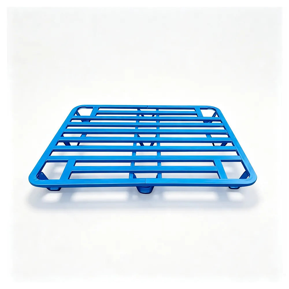 GROVIA Heavy-Duty Steel Pallet Rounded Nine-Leg Design Reinforced Frame Forklift Compatible for Warehouse Factory Logistics