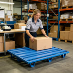GROVIA Heavy-Duty Steel Pallet Lightweight Nine-Leg Design Reinforced Frame Forklift Compatible for Warehouse Logistics