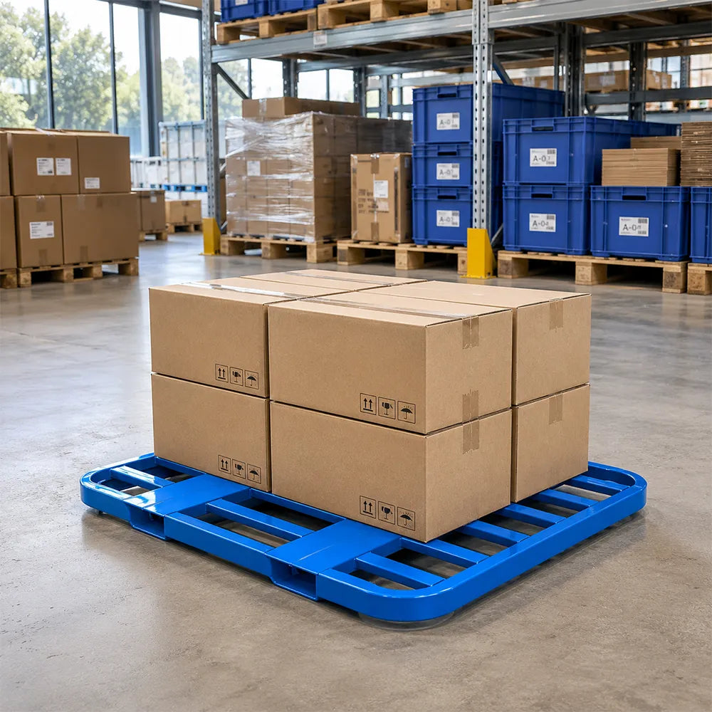 GROVIA Heavy Load Steel Storage Pallet Powder Coated Finish Forklift Base for Industrial Warehouse Use
