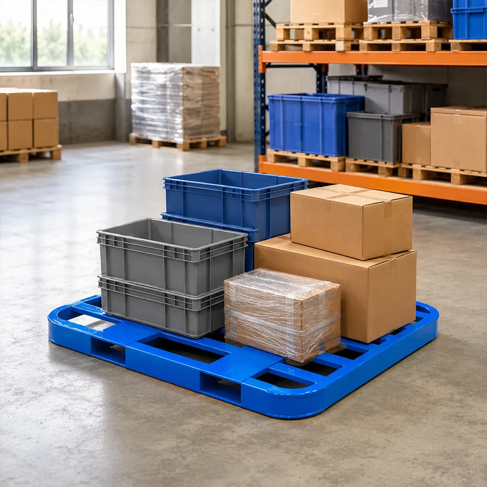 GROVIA Heavy Load Steel Storage Pallet Powder Coated Finish Forklift Base for Industrial Warehouse Use