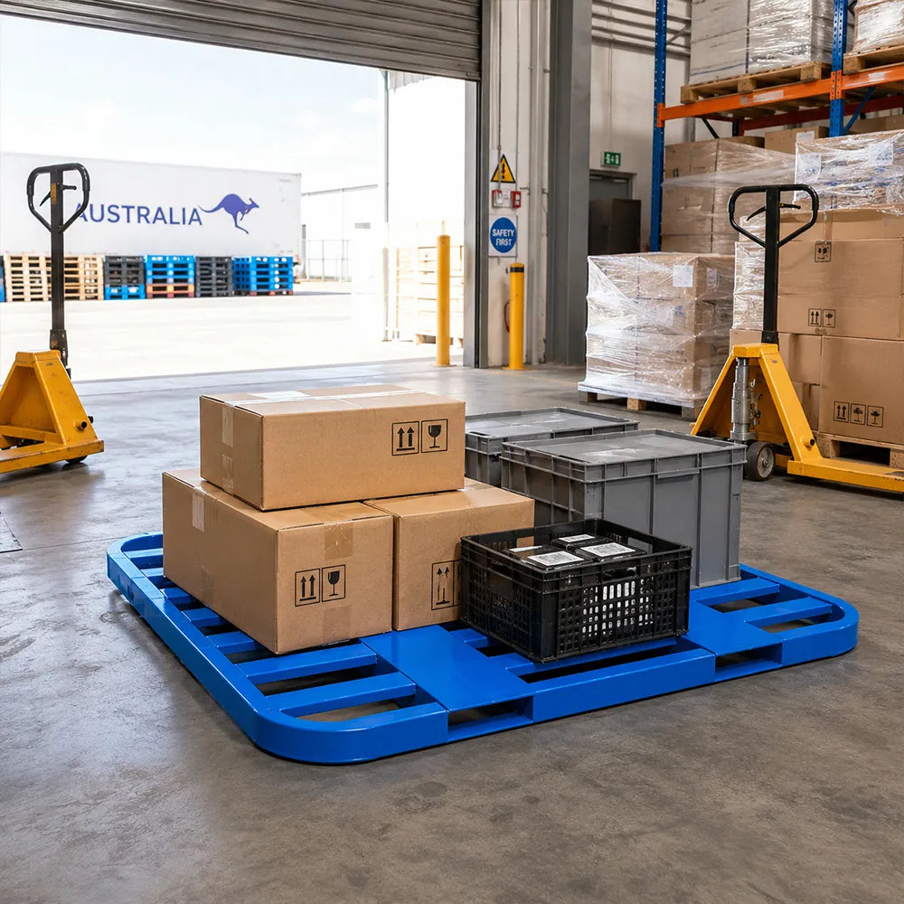 GROVIA Heavy Load Steel Storage Pallet Powder Coated Finish Forklift Base for Industrial Warehouse Use