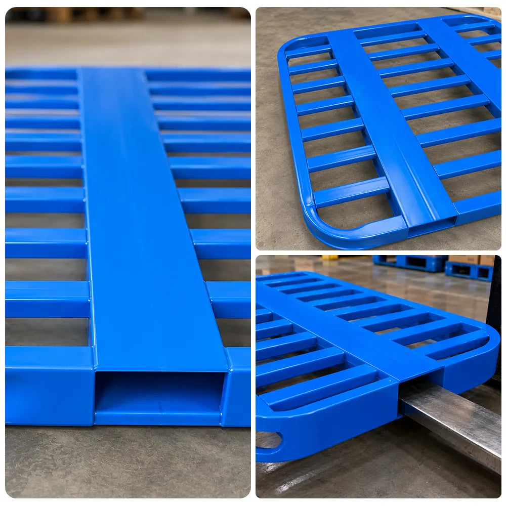 GROVIA Heavy Load Steel Storage Pallet Powder Coated Finish Forklift Base for Industrial Warehouse Use