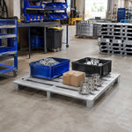 GROVIA Steel Forklift Pallet Galvanised Anti-Slip Surface Reinforced Frame 110/130cm for Warehouse Factory Logistics