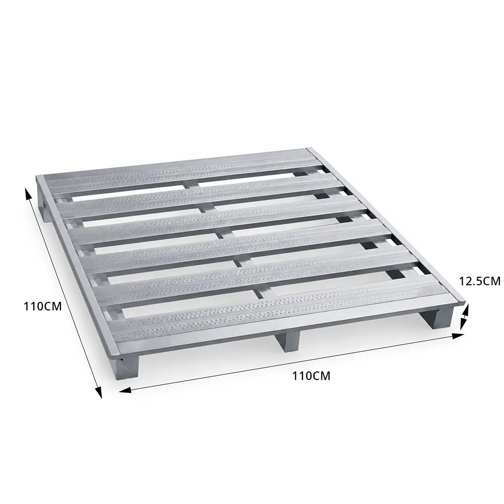 GROVIA Steel Forklift Pallet Galvanised Anti-Slip Surface Reinforced Frame 110/130cm for Warehouse Factory Logistics