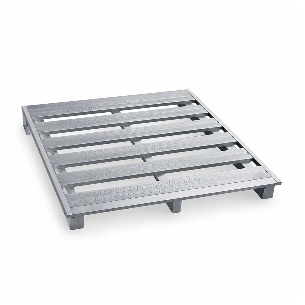 GROVIA Steel Forklift Pallet Galvanised Anti-Slip Surface Reinforced Frame 110/130cm for Warehouse Factory Logistics