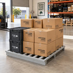 GROVIA Steel Forklift Pallet Galvanised Anti-Slip Surface Reinforced Frame 100/120cm for Warehouse Factory Logistics