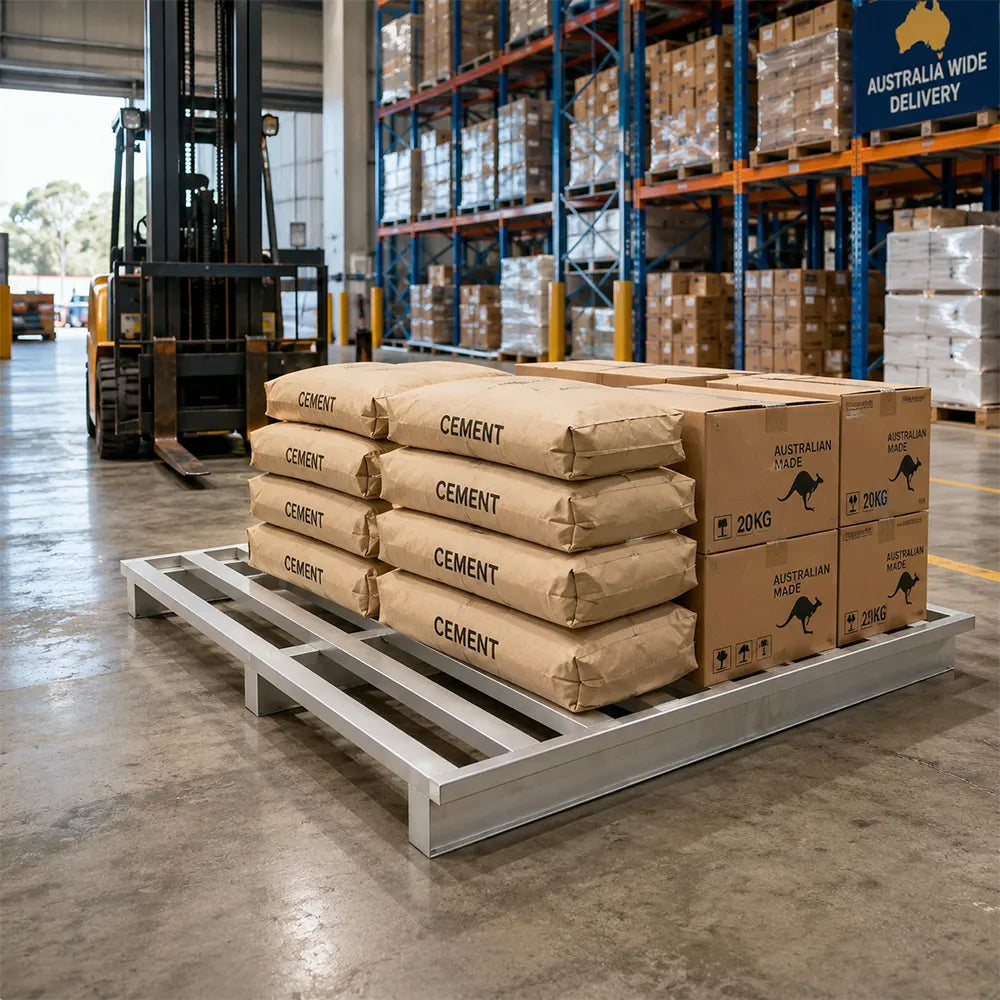 GROVIA Steel Forklift Pallet Galvanised Anti-Slip Surface Reinforced Frame 100/120cm for Warehouse Factory Logistics