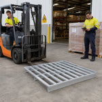 GROVIA Steel Forklift Pallet Galvanised Anti-Slip Surface Reinforced Frame 100/120cm for Warehouse Factory Logistics