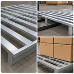 GROVIA Steel Forklift Pallet Galvanised Anti-Slip Surface Reinforced Frame 100/120cm for Warehouse Factory Logistics