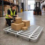 GROVIA Rounded Steel Forklift Pallet Q235 Steel Reinforced Frame Two/Four Way Entry 100/120cm for Warehouse Logistics