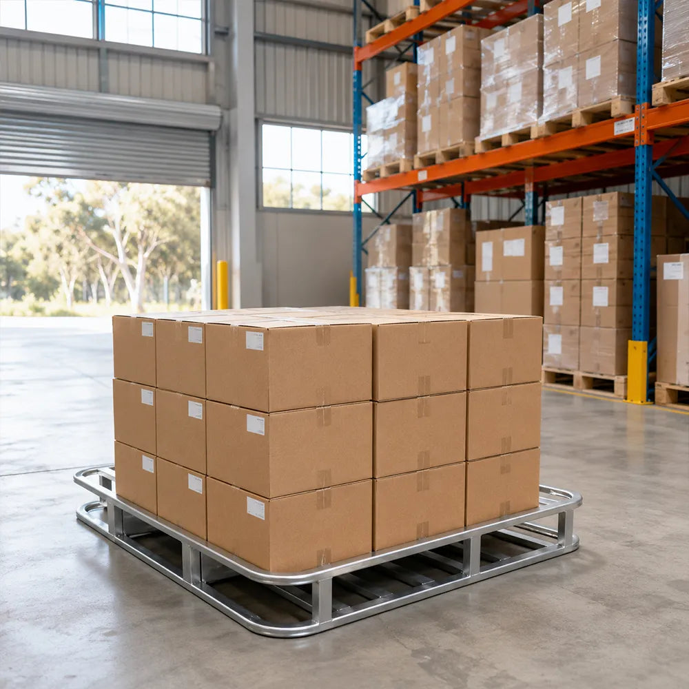 GROVIA Galvanised Steel Forklift Pallet Rounded Safety Frame Reinforced Structure for Warehouse Factory Logistics