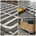 GROVIA Galvanised Steel Forklift Pallet Rounded Safety Frame Reinforced Structure for Warehouse Factory Logistics