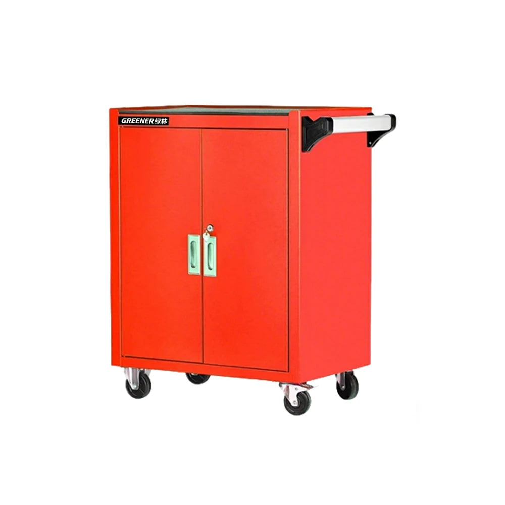 GROVIA Heavy Duty Tool Cabinet Double Door Lockable with Brake Castors 630x400x810mm Workshop Storage - Red